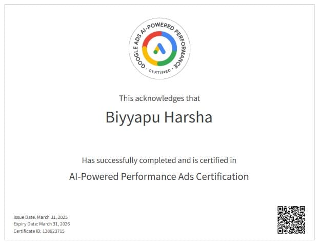 Performance Marketing Specialist Certificate